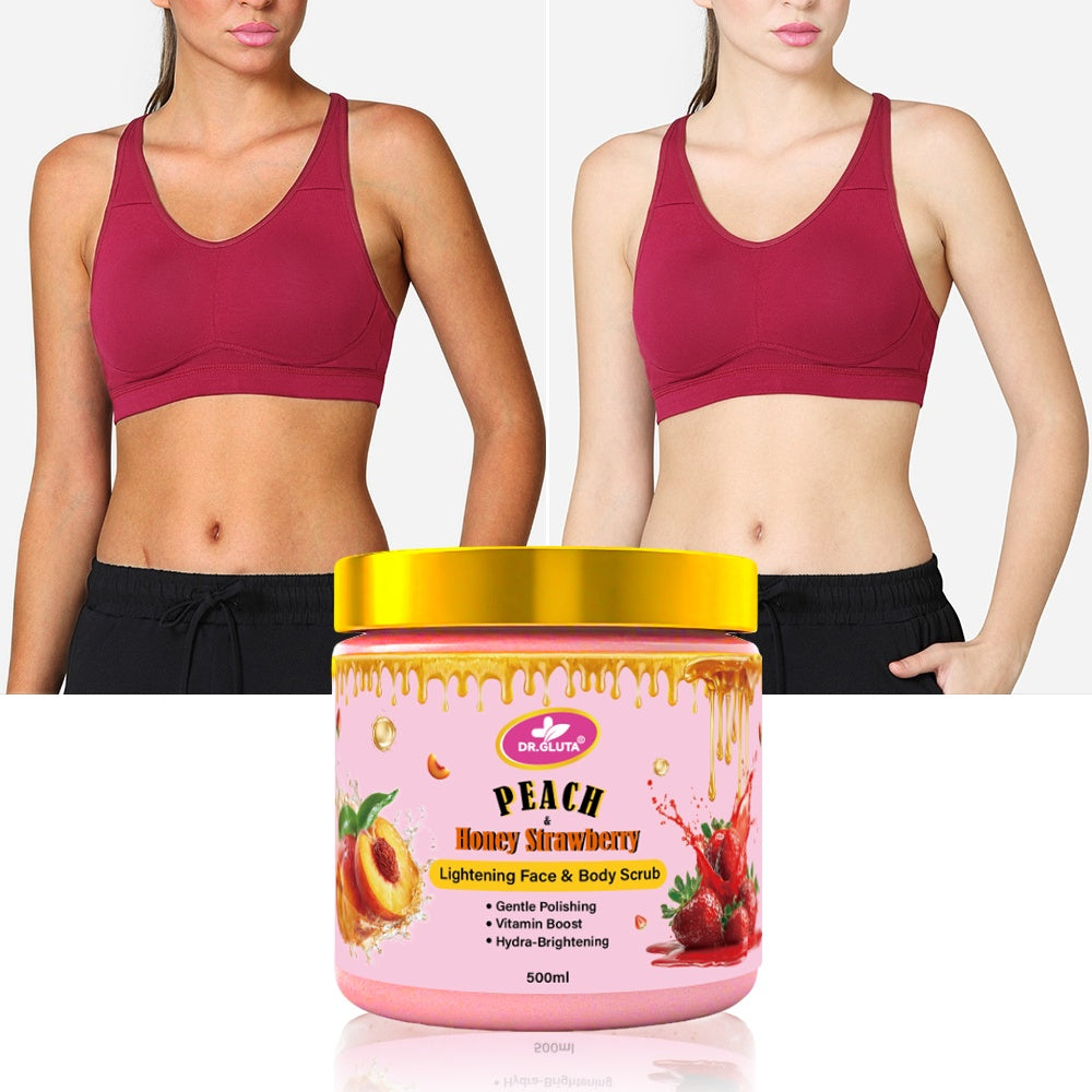 Peach & Strawberry Body Scrub Lightening Face Skin Care Whitening Body Scrub 500ml