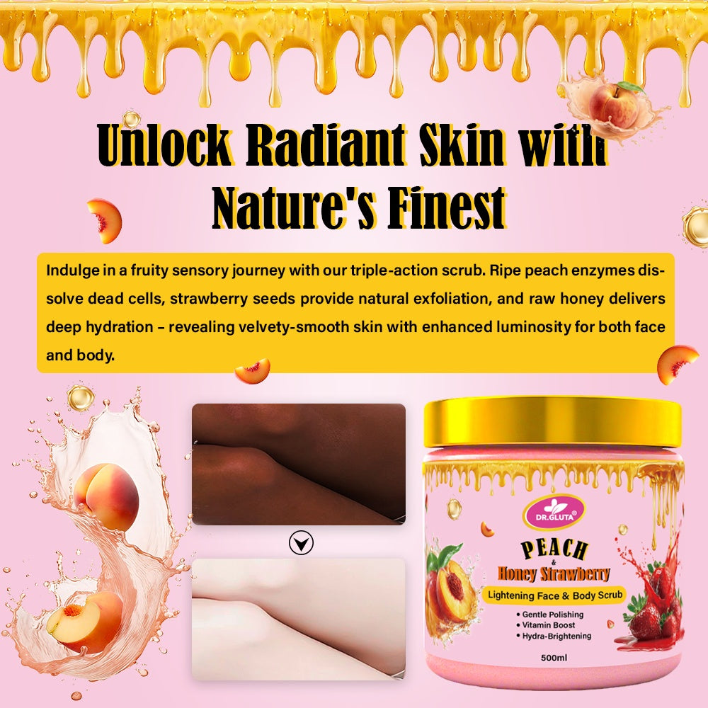 Peach & Strawberry Body Scrub Lightening Face Skin Care Whitening Body Scrub 500ml